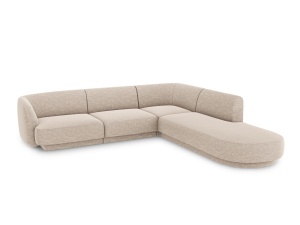 Canapea cu colt bej din textil pentru 6 persoane Miley Haga Chenille Right Micadoni