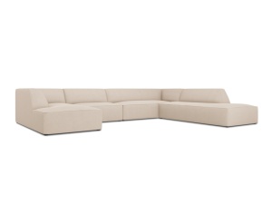 Canapea cu colt bej din textil pentru 7 persoane Ruby Right Micadoni