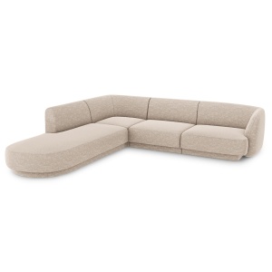Canapea cu colt bej inchis din textil pentru 6 persoane Miley Left Micadoni