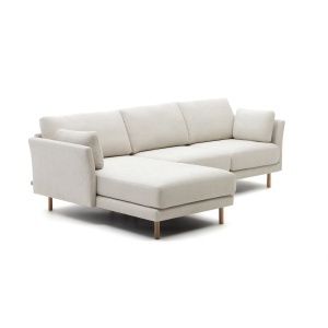 Canapea cu colt bej/maro din textil pentru 3 persoane Gilma Kave Home