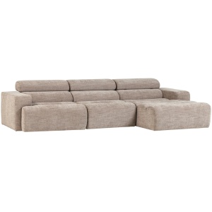 Canapea cu colt crem din textil 300 cm Novi Right Woood