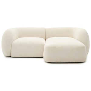 Canapea cu colt ecru din textil pentru 2 persoane Martina Right Kave Home