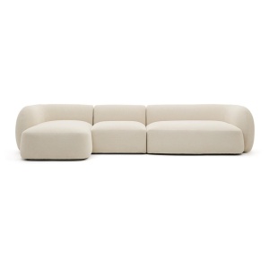 Canapea cu colt ecru din textil pentru 4 persoane Martina Chenille Left Kave Home