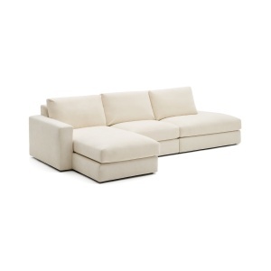 Canapea cu colt ecru din textil pentru 5 persoane Alea Left Kave Home