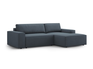 Canapea cu colt extensibila albastra din textil pentru 3 persoane Jodie Structured Right Micadoni
