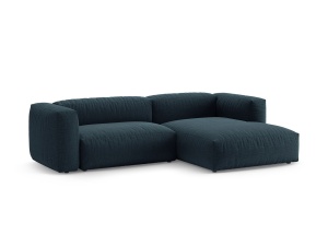 Canapea cu colt extensibila albastru jeans din textil pentru 4 persoane Martina Right Micadoni