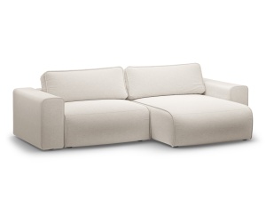 Canapea cu colt extensibila bej deschis din textil pentru 3 persoane Victor Right Micadoni