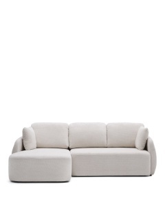 Canapea cu colt extensibila ecru din textil pentru 3 persoane Laira Left Kave Home