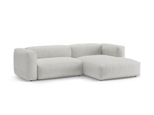 Canapea cu colt extensibila gri/bej din textil pentru 4 persoane Martina Boucle Right Micadoni