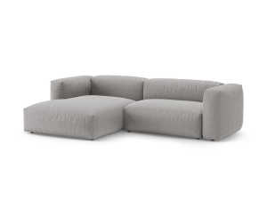 Canapea cu colt extensibila gri deschis din textil pentru 4 persoane Martina Left Micadoni