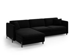 Canapea cu colt extensibila neagra din catifea pentru 5 persoane Gloria Left Micadoni