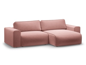 Canapea cu colt extensibila roz din catifea pentru 3 persoane Victor Right Micadoni