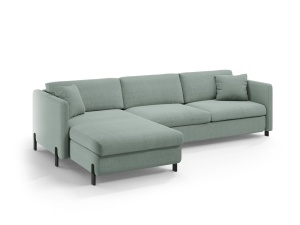 Canapea cu colt extensibila verde menta din textil pentru 5 persoane Gloria Left Micadoni