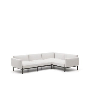 Canapea cu colt exterior gri/bej din textil pentru 5 persoane Sorells Right Kave Home