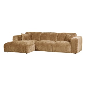 Canapea cu colt galben miere din textil 280 cm Cloud Left Chenille Woood