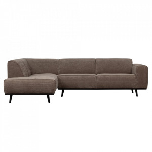 Canapea cu colt grej din textil 274 cm Statement Rib Left Woood
