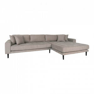 Canapea cu colt grej din textil 290 cm Lido Right House Nordic