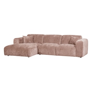 Canapea cu colt grej/roz din textil 280 cm Cloud Left Chenille Woood