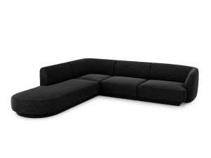 Canapea cu colt gri antracit din textil pentru 6 persoane Miley Eden Chenille Left Micadoni