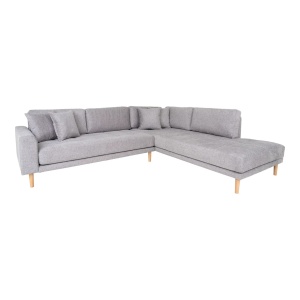 Canapea cu colt gri deschis din textil 257 cm Lido Right House Nordic