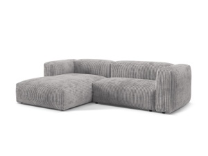 Canapea cu colt gri deschis din textil pentru 2 persoane Martina Tilia Corduroy Left Micadoni