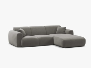 Canapea cu colt gri din catifea pentru 4 persoane Molino Casbla Right Micadoni