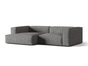 Canapea cu colt gri grafit din textil pentru 4 persoane Nuria Left Boucle Micadoni