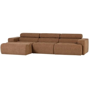 Canapea cu colt maro caramel din textil 300 cm Novi Boucle Left Woood
