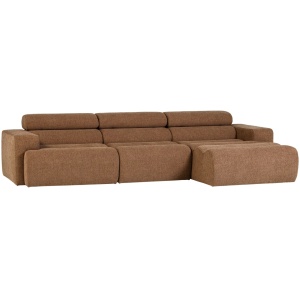 Canapea cu colt maro caramel din textil 300 cm Novi Boucle Right Woood