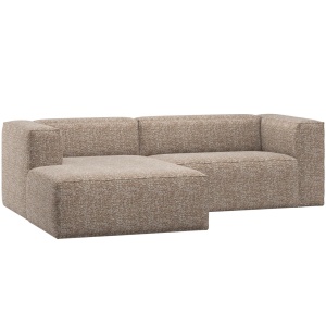 Canapea cu colt maro deschis din textil 254 cm Bean Melange Left Woood