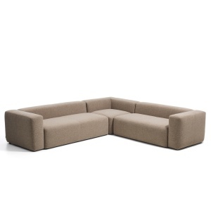 Canapea cu colt maro din textil pentru 5 persoane Blok Chenille 290 Right Kave Home
