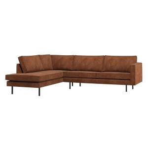 Canapea cu colt maro ruginiu din textil 266 cm Rodeo Rib Left Woood