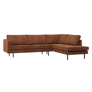 Canapea cu colt maro ruginiu din textil 266 cm Rodeo Rib Right Woood