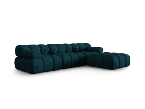 Canapea cu colt modulara albastru royal din textil pentru 4 persoane Bellis Right 3D Micadoni