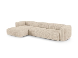 Canapea cu colt modulara bej deschis din textil pentru 3 persoane Martina Corduroy Left Micadoni