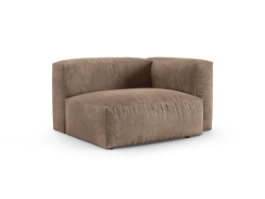 Canapea cu colt modulara bej inchis din catifea pentru 1 persoana Martina Right 120 XL Micadoni