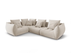 Canapea cu colt modulara ecru din catifea pentru 3 persoane Bloom Left Micadoni