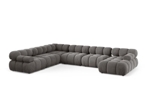 Canapea cu colt modulara gri deschis din catifea pentru 8 persoane Bellis Panoramic Left Micadoni