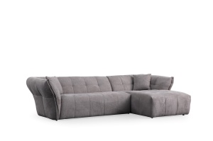 Canapea cu colt modulara gri deschis din textil 290 cm Boxer Right The Home Collection