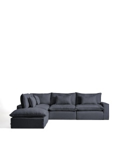 Canapea cu colt modulara gri deschis din textil pentru 6 persoane Anarela 347 Left Kave Home