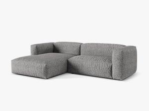 Canapea cu colt modulara gri grafit din textil pentru 2 persoane Martina Boucle Left Micadoni