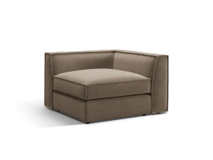 Canapea cu colt modulara gri/maro din catifea pentru 1 persoana Pola Salvador Corner Micadoni