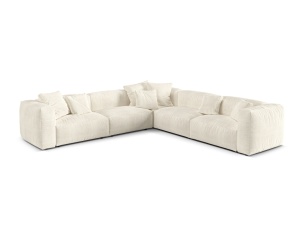 Canapea cu colt modulara ivorie din textil pentru 5 persoane Martina 316 Boucle Micadoni