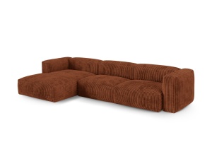 Canapea cu colt modulara maro caramiziu din textil pentru 3 persoane Martina Corduroy Left Micadoni