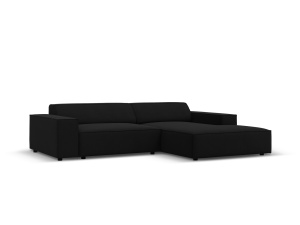 Canapea cu colt modulara neagra din textil pentru 3 persoane Jodie Meg Right Micadoni