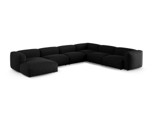 Canapea cu colt modulara neagra din textil pentru 6 persoane Martina Boston Right XL Micadoni