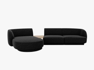 Canapea cu colt modulara si masa de cafea gri antracit din textil pentru 3 persoane Miley Chenille Eden Left Micadoni