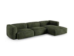 Canapea cu colt modulara verde din catifea pentru 3 persoane Martina XL Right Micadoni