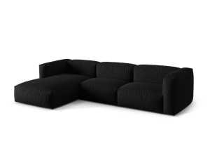 Canapea cu colt neagra din textil pentru 3 persoane Martina Left Micadoni