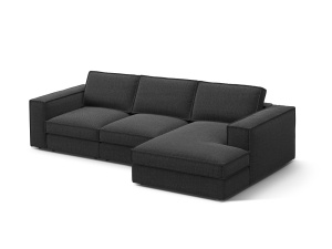 Canapea cu colt neagra din textil pentru 3 persoane Pola Right Micadoni